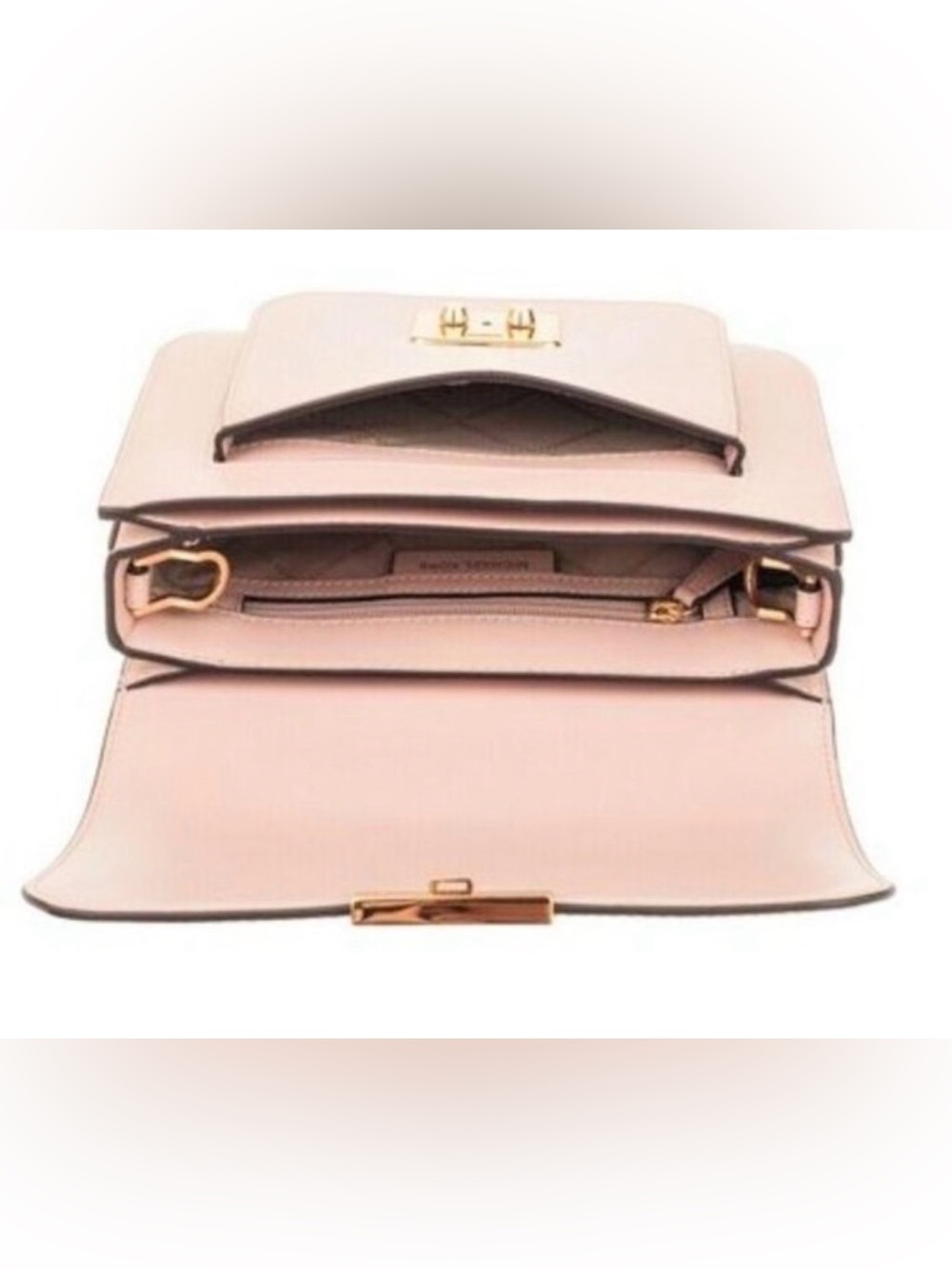 Michael Kors Pale Pink Leather Crossbody with Gold Hardware and 2 straps. - Picture 3 of 15